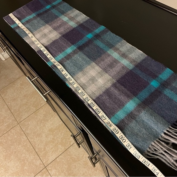 Kiltane Scotland Cashmere Scarf, Tartan blue, fringes, unisex,  64”x10.5”NWT - Picture 6 of 7